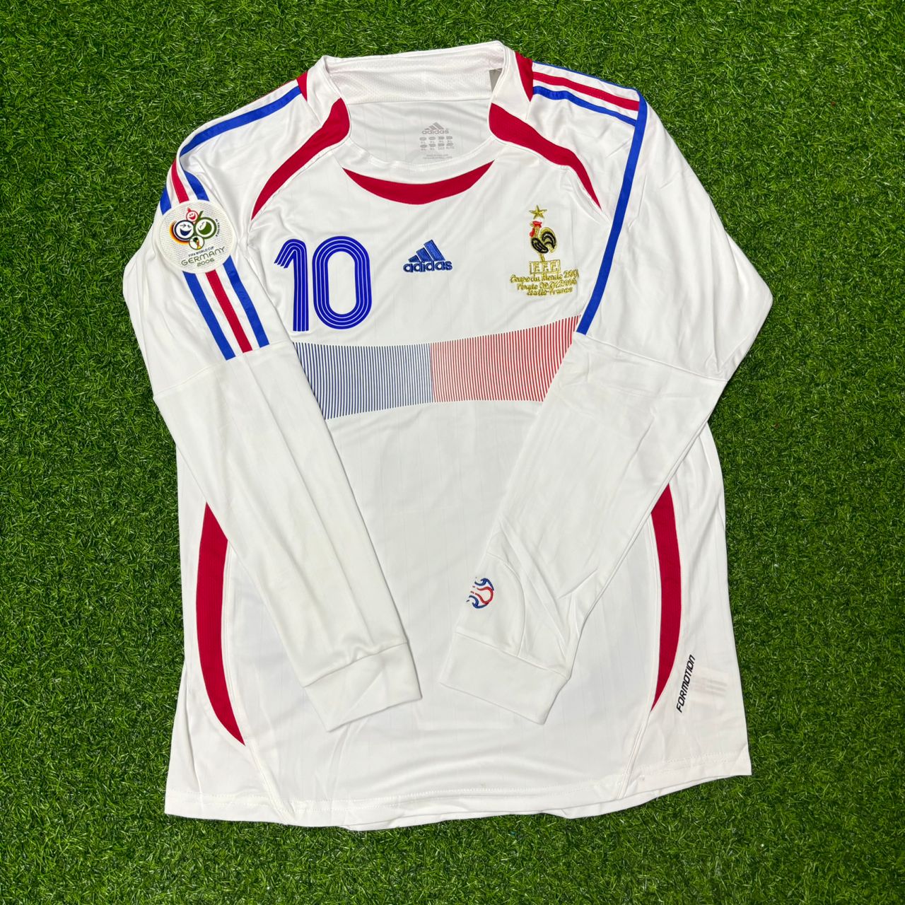 Zinedine Zidane France Finale Coupe du Monde 2006 Maillot Rétro Manches Longues Blanc