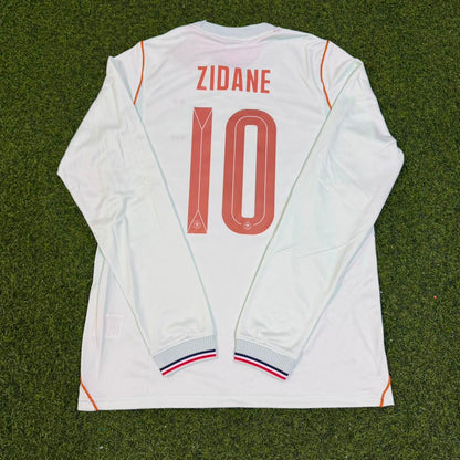 Zinedine Zidane France Away Long Sleeve Retro Football Jersey Trikot Maillot