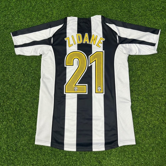 Zinedine Zidane #21 Juventus 2004-2005 Black White Home Retro Football Jersey