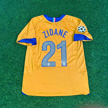 Zinedine Zidane #21 Juventus 2005-2006 Yellow Third Retro Football Jersey