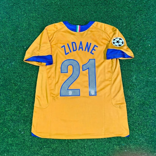 Zinedine Zidane #21 Juventus 2005-2006 Yellow Third Retro Football Jersey