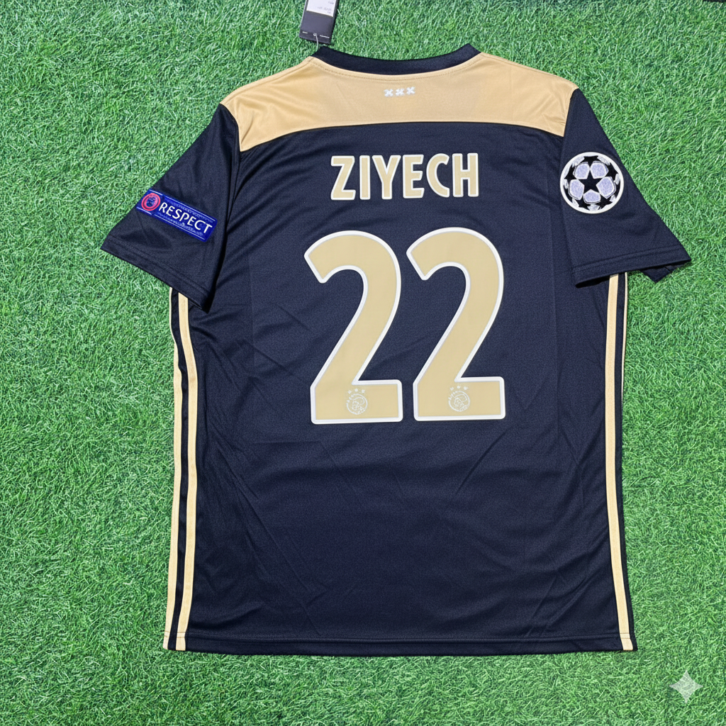 Hakim Ziyech Ajax 2018–2019 Champions League Black Retro Football Jersey Kit