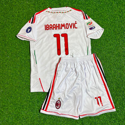 Zlatan Ibrahimović #11 Milan 2011-2012 White KIDS Away Retro Football Jersey