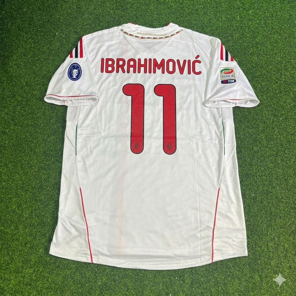 Zlatan Ibrahimović #11 Milan 2011-2012 White Away Retro Football Jersey