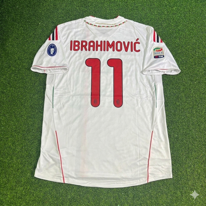 Zlatan Ibrahimović #11 Milan 2011-2012 White Away Retro Football Jersey