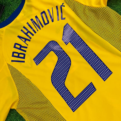 Zlatan Ibrahimovic Sweden 2002 World Cup Home Yellow Retro Football Jersey Kit