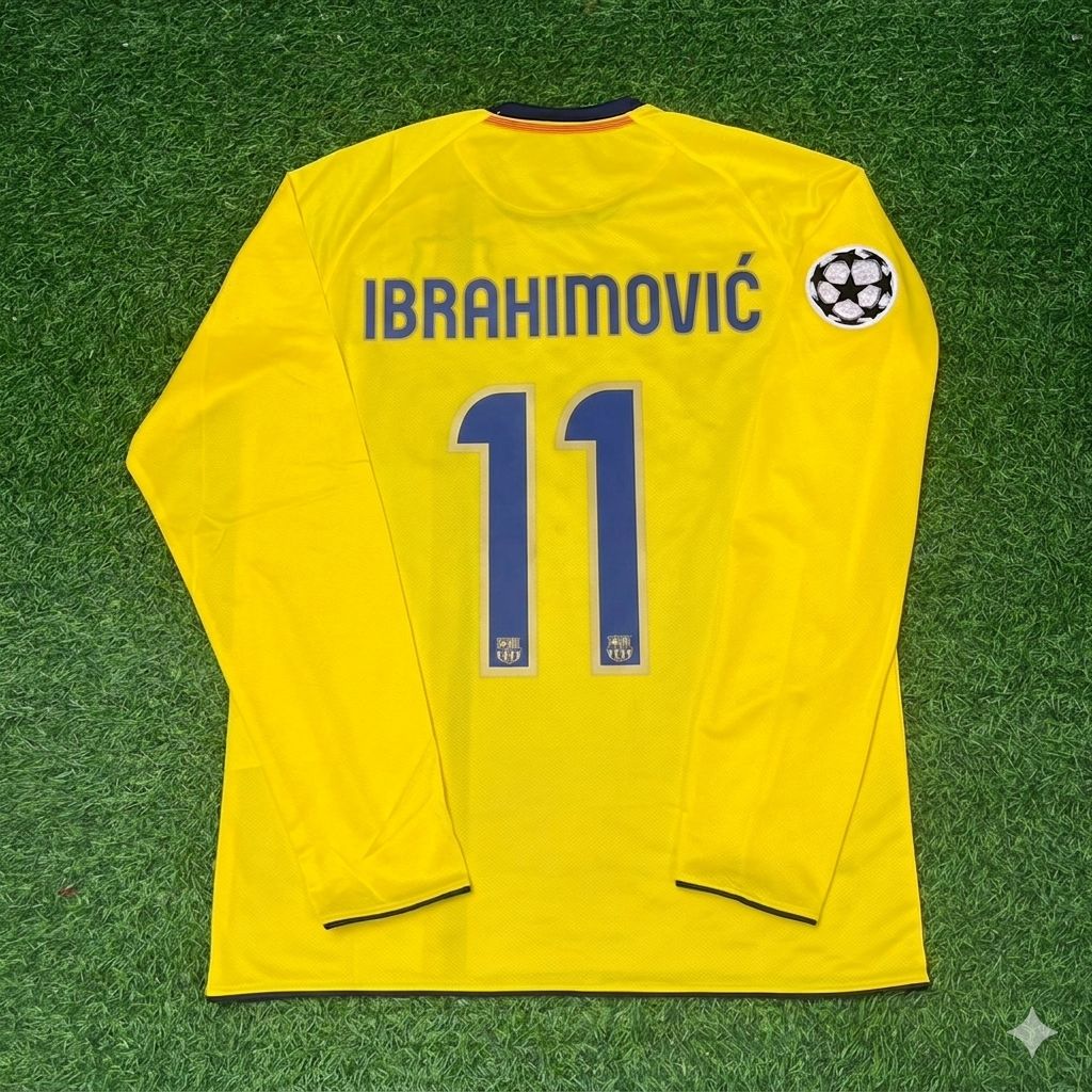 Zlatan Ibrahimovic FC Barcelona 08/09 Season Yellow Away Retro Jersey Trikot Soccer Shirt