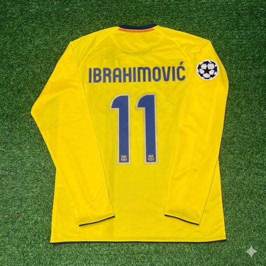 Zlatan Ibrahimovic FC Barcelona 08/09 Season Yellow Away Retro Jersey Trikot Soccer Shirt